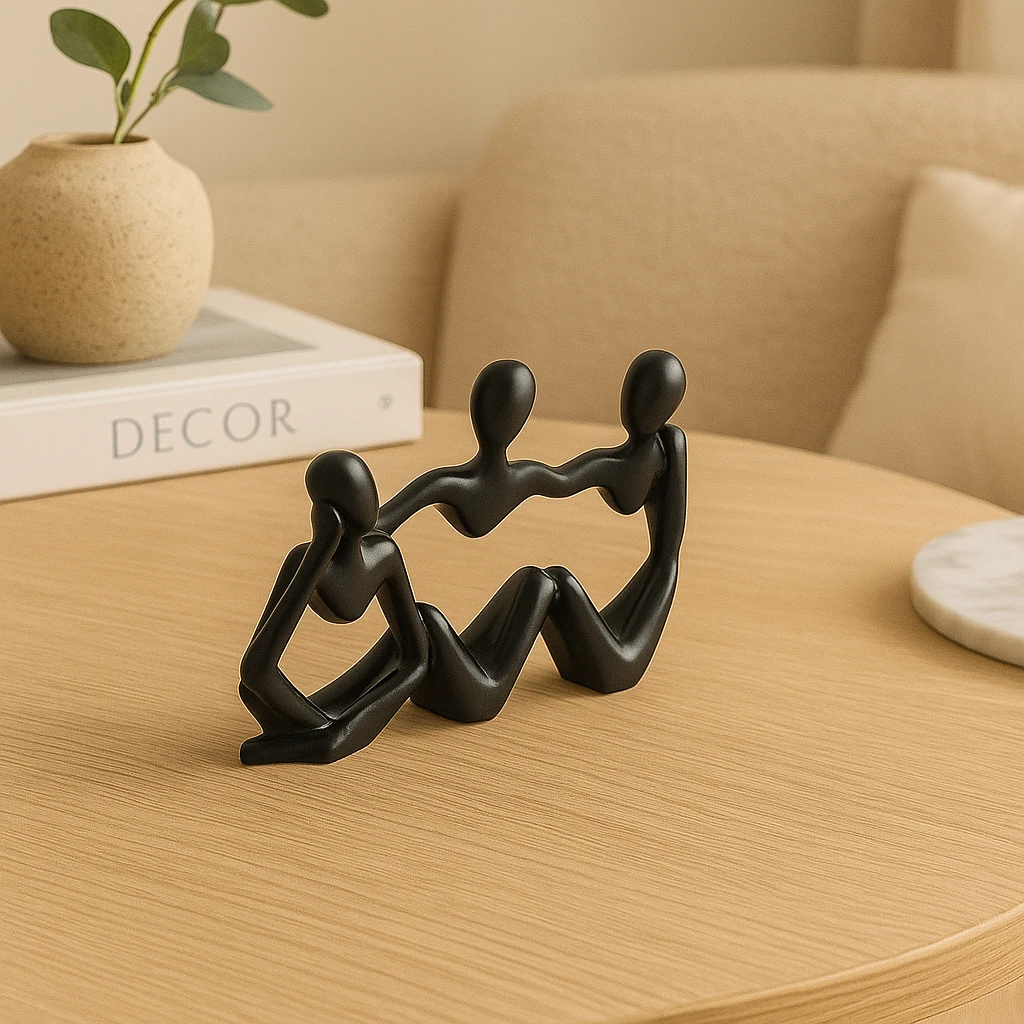 Golden abstract thinker statues in unique artistic positions Bowlift by Bowlift
