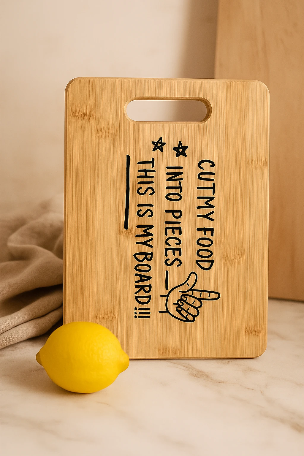 Gravieretes Bamboo Cutting Board – Humorous Kitchen Decoration and Gift Bowlift by Bowlift