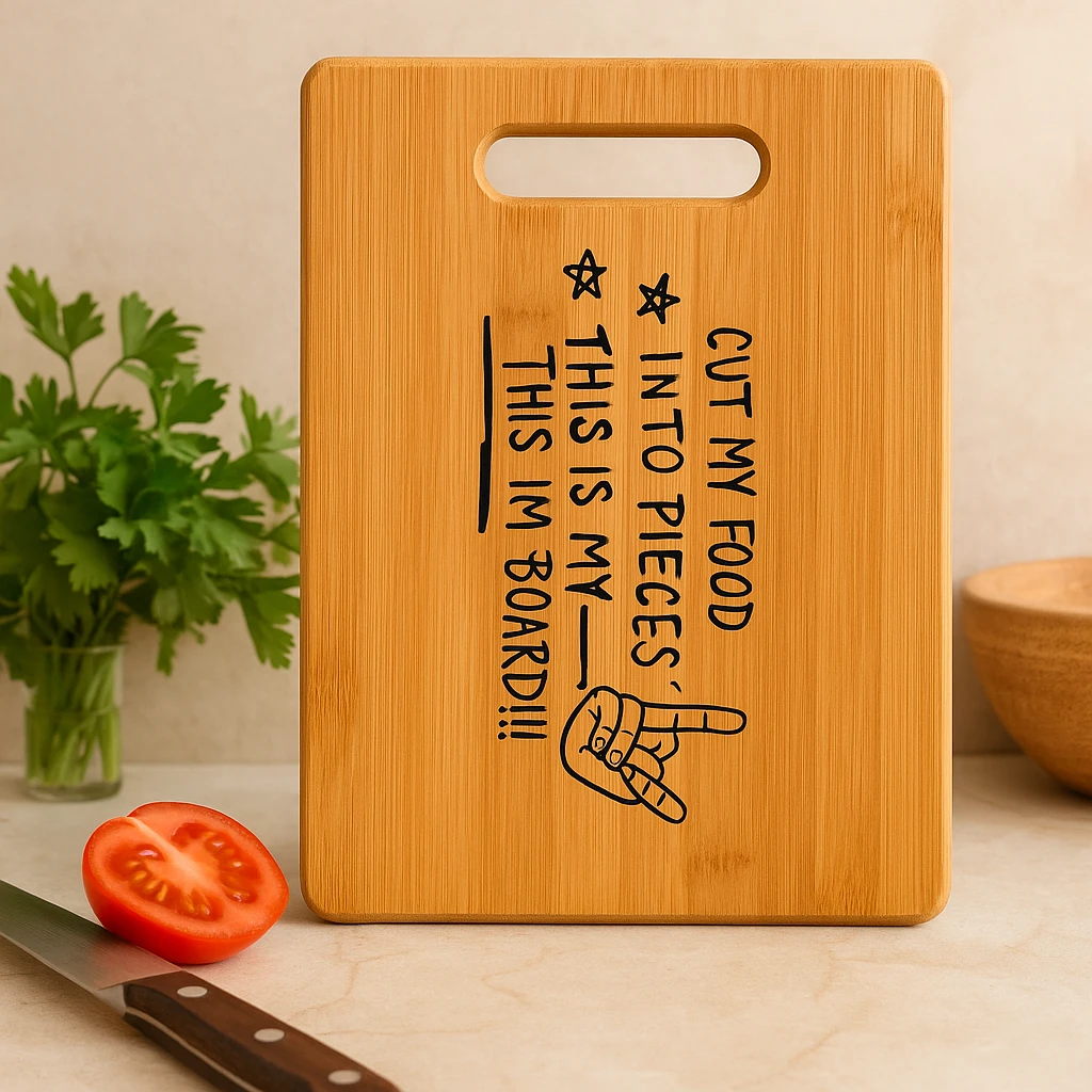Gravieretes Bamboo Cutting Board – Humorous Kitchen Decoration and Gift Bowlift by Bowlift