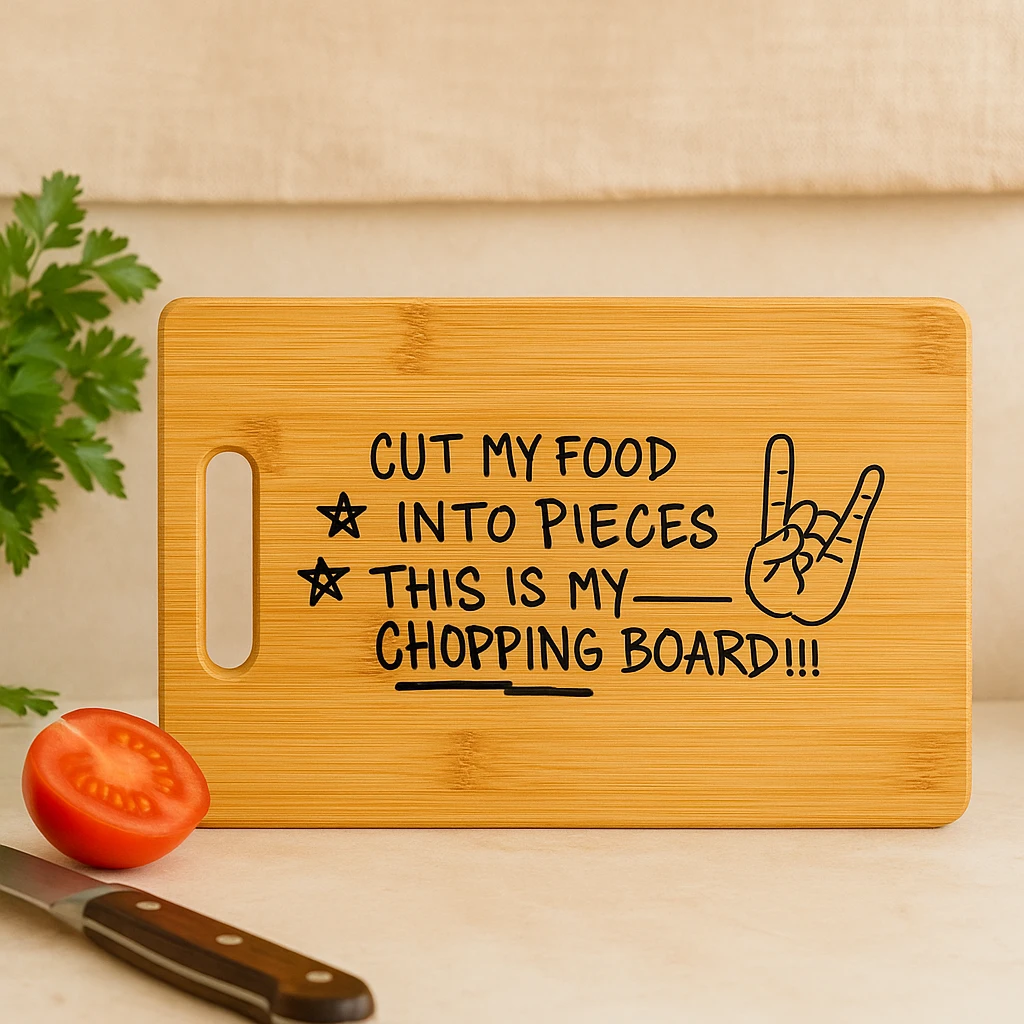 Gravieretes Bamboo Cutting Board – Humorous Kitchen Decoration and Gift Bowlift by Bowlift