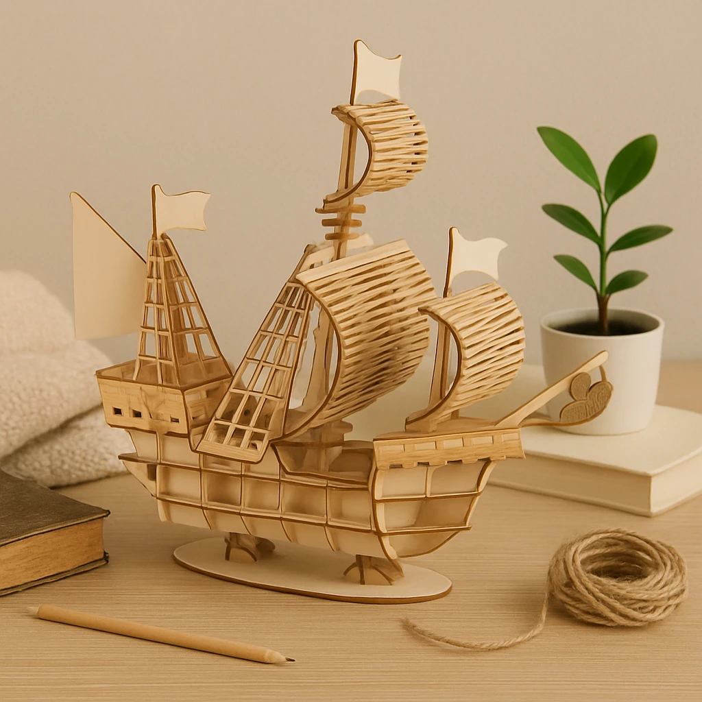 SailCraft 3D DIY Wooden Sailing Boat Puzzle Model – Decoration Set for Home and Office Bowlift by Bowlift