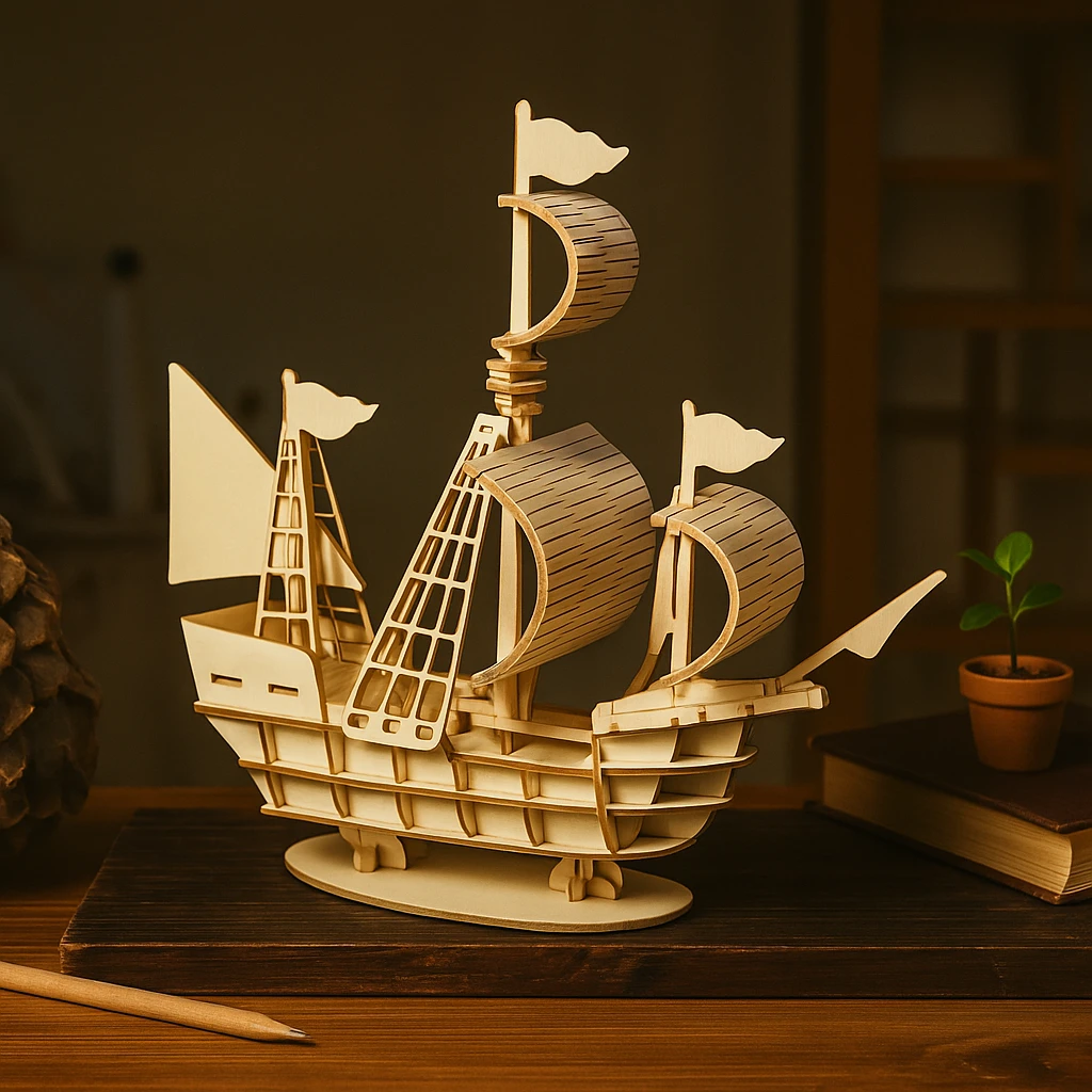 SailCraft 3D DIY Wooden Sailing Boat Puzzle Model – Decoration Set for Home and Office Bowlift by Bowlift