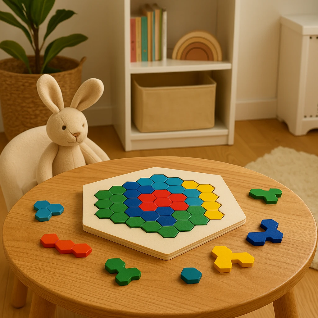 HexaFun 3D hexagonal wooden puzzle game – Educational STEM toy for children Bowlift by Bowlift