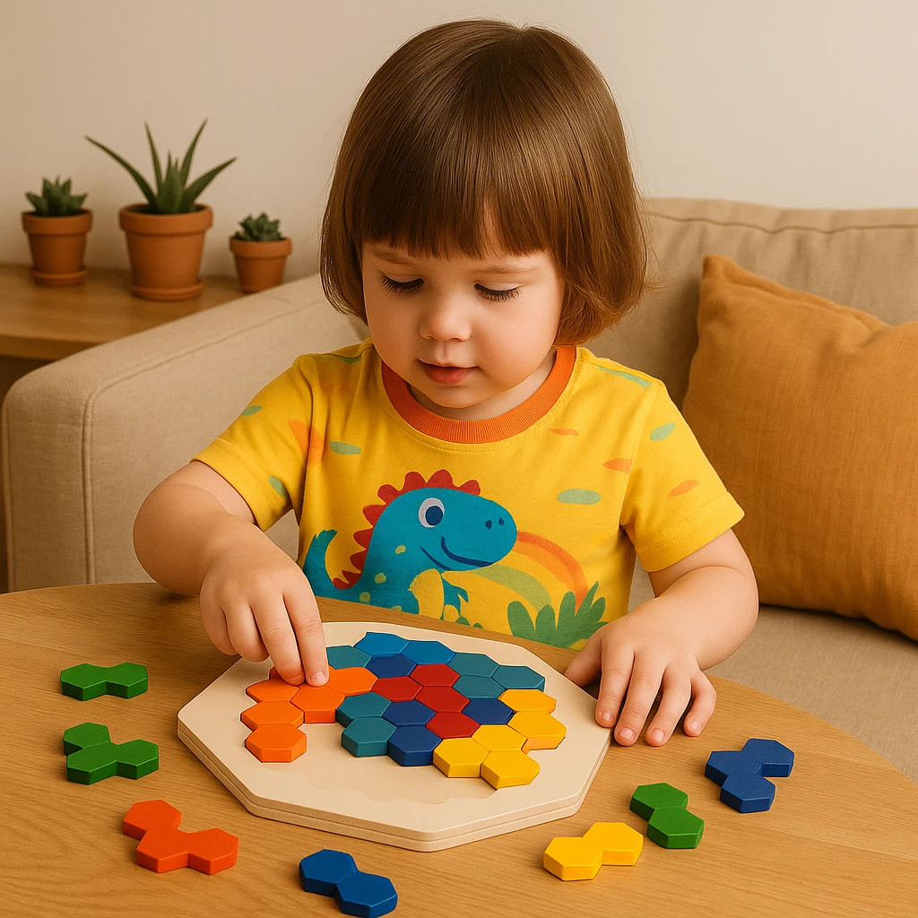 HexaFun 3D hexagonal wooden puzzle game – Educational STEM toy for children Bowlift by Bowlift