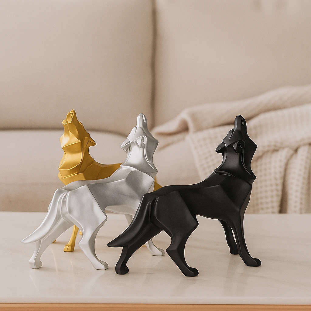 LupoForm – Geometric Wolf Statue with Sharp-edged Design for Modern Spaces Bowlift by Bowlift