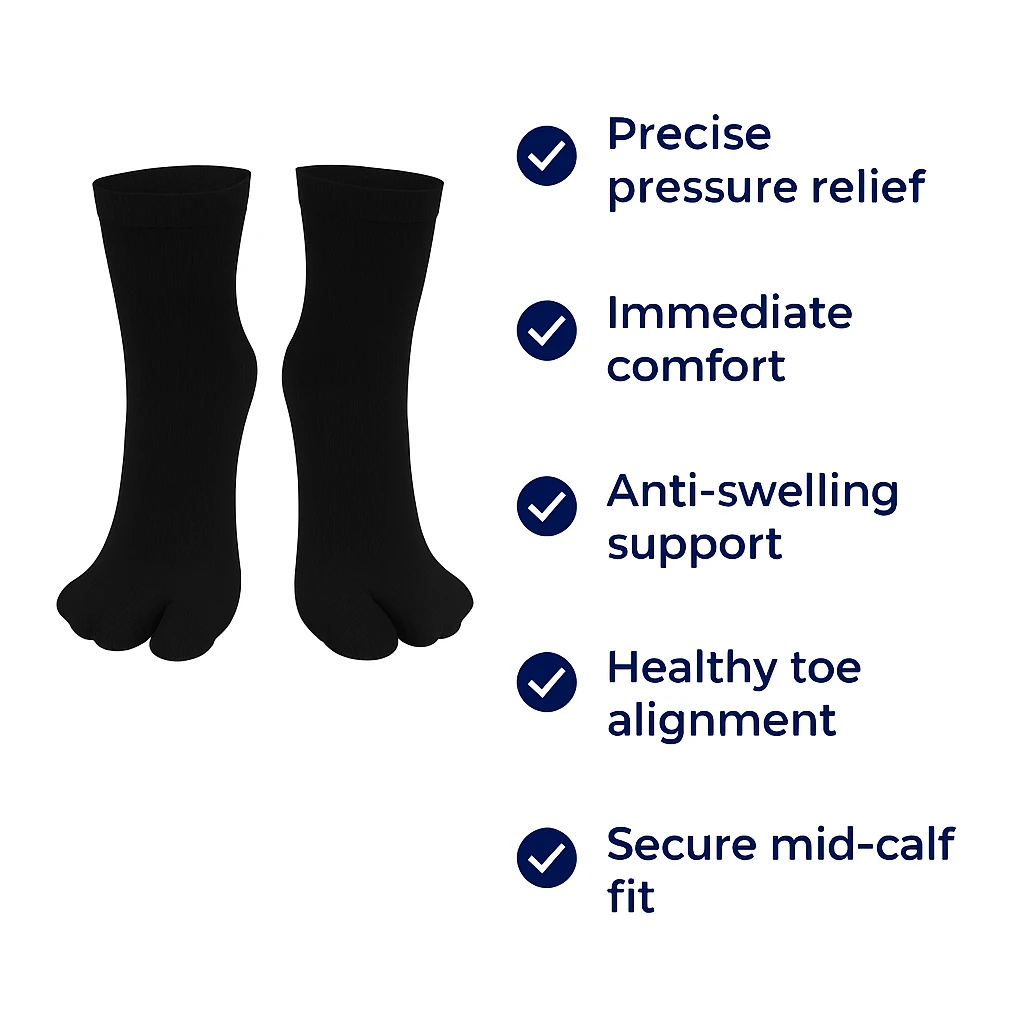 Toe Bunion Socks – Cushioned Support – Pain Relief – Reduces Swelling – Improves Alignment – All-Day Comfort Bowlift by Bowlift