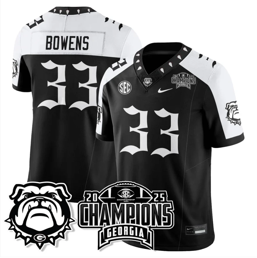 Chauncey Bowens Jersey #33 Georgia Bulldogs Gothic SEC Football Champions by My Store NCAA Football Jerseys