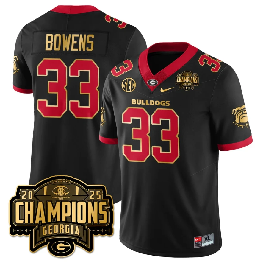 Chauncey Bowens Jersey #33 Georgia Bulldogs SEC Champions Patch Stitched by My Store NCAA Football Jerseys