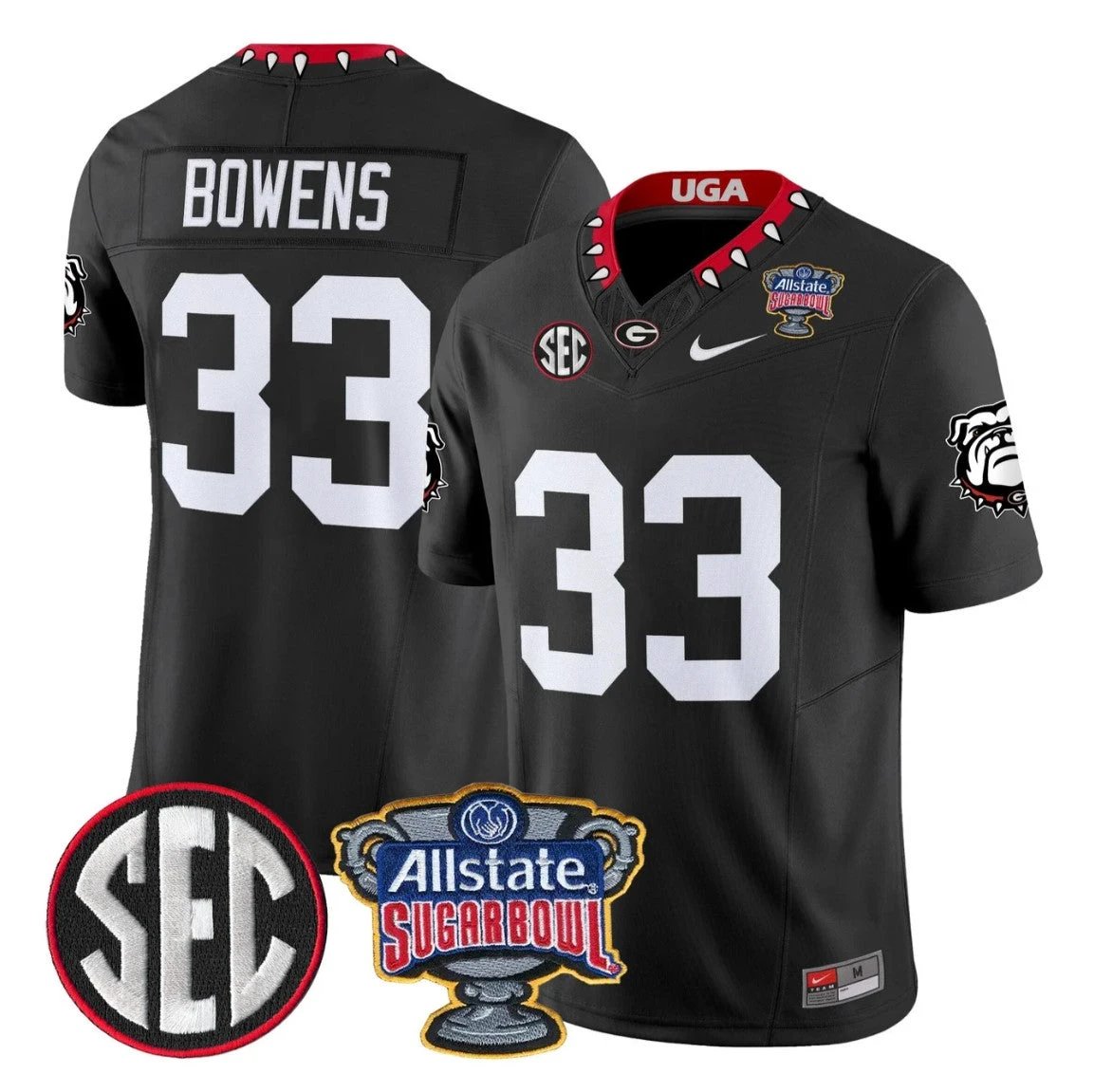 Chauncey Bowens Jersey #33 Georgia Bulldogs Sugar Bowl Patch Stitched by My Store NCAA Football Jerseys