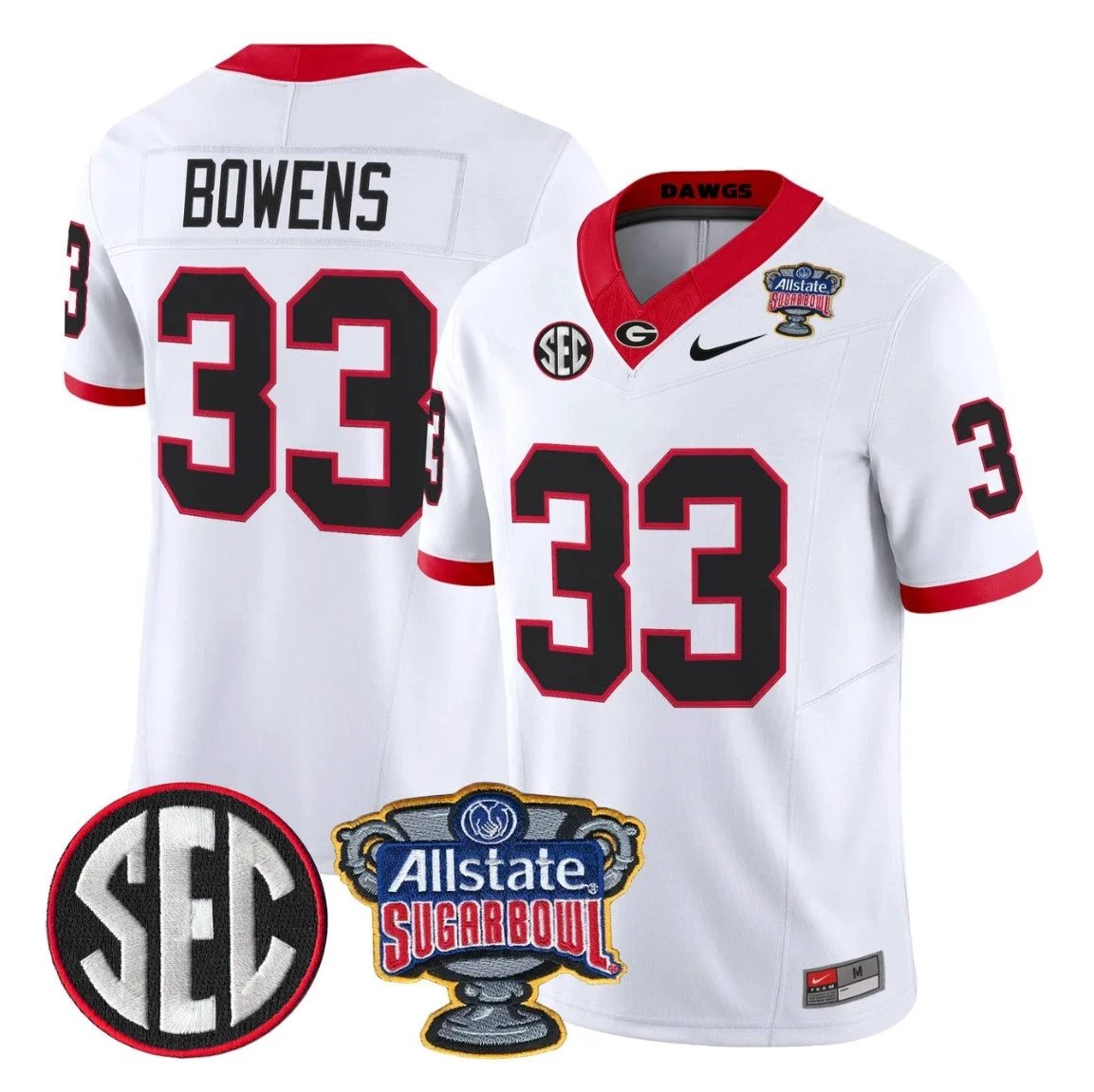 Chauncey Bowens Jersey #33 Georgia Bulldogs Sugar Bowl Patch Stitched by My Store NCAA Football Jerseys