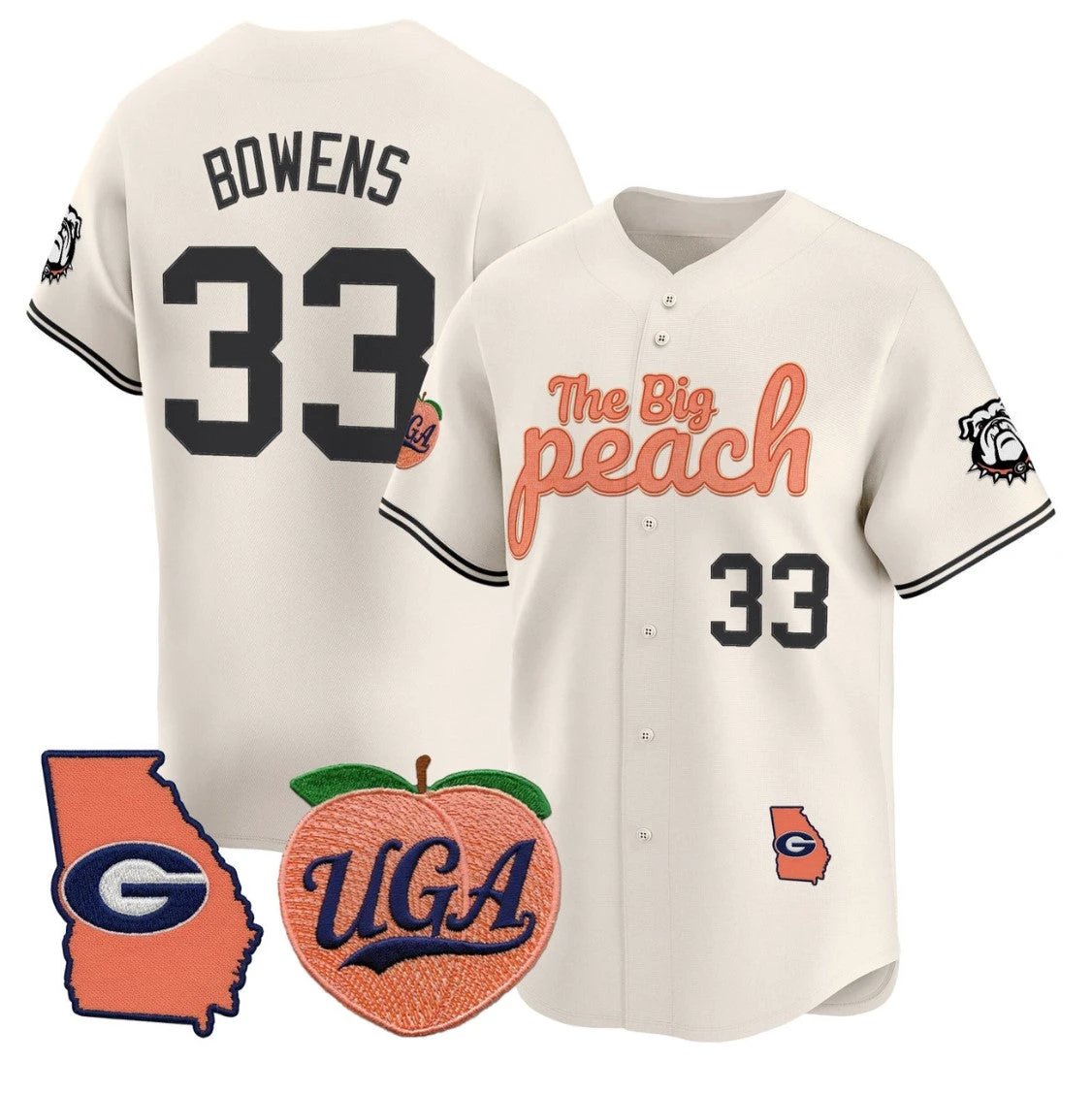 Chauncey Bowens Jersey #33 Georgia Bulldogs The Big Peach Baseball Stitched by My Store