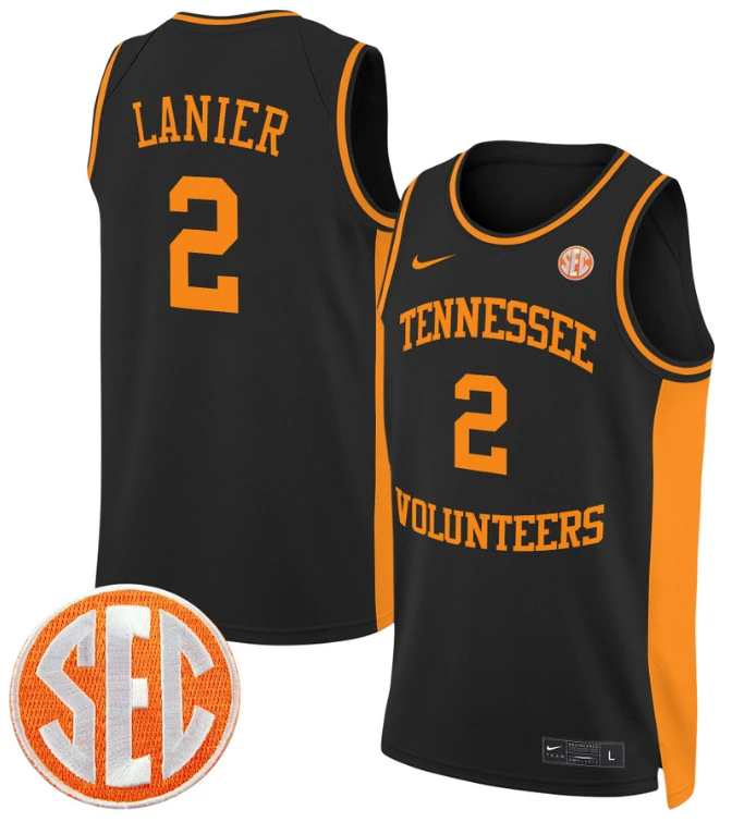 Chaz Lanier Jersey #2 Tennessee Vols 2024 Swingman Basketball Black by My store basketball