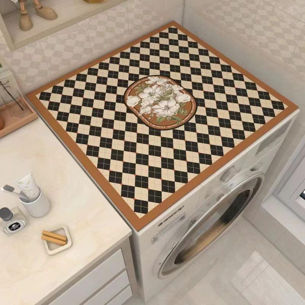 Checkerboard Washing Machine Cover Mat by Casa & Beyond