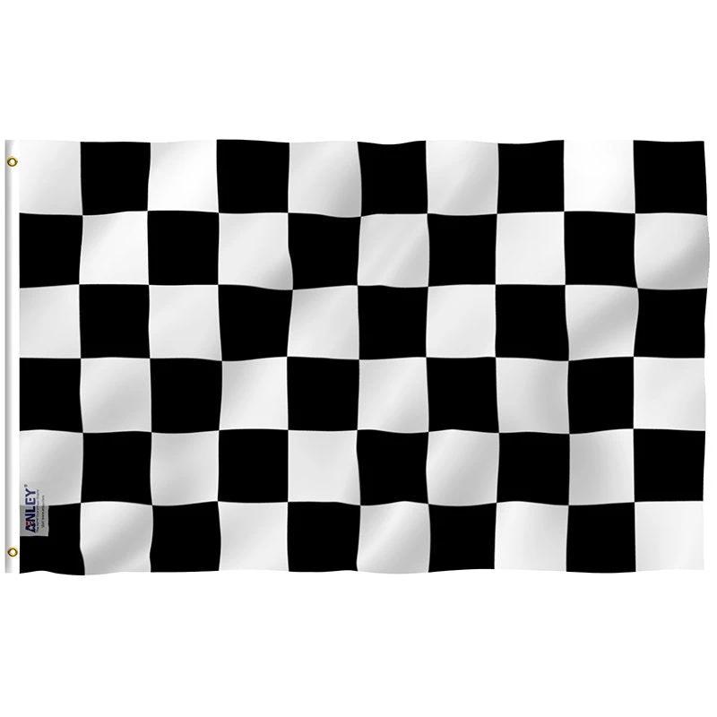 Checkered Flag - Black and White Racing Flag with Brass Grommets 3X5Ft Banner USA Polyester by flagsjustdoit