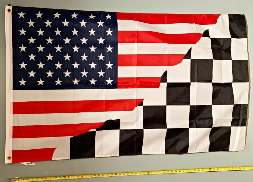 Checkered Flag USA Nascar Sprint Car Racing Sign 3x5' by flagsjustdoit