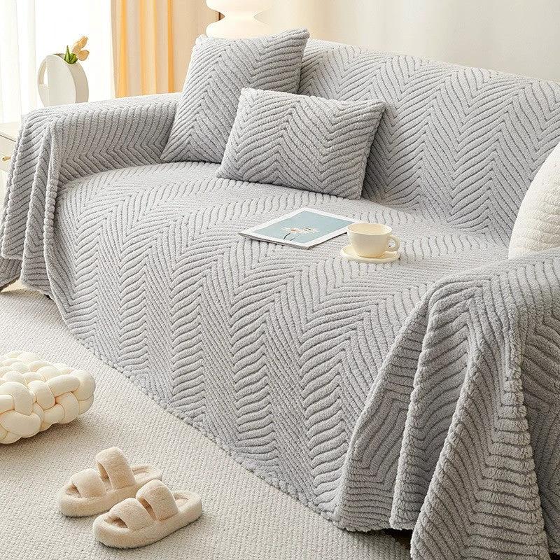 Chenille Plush Sofa Cover by Casa & Beyond