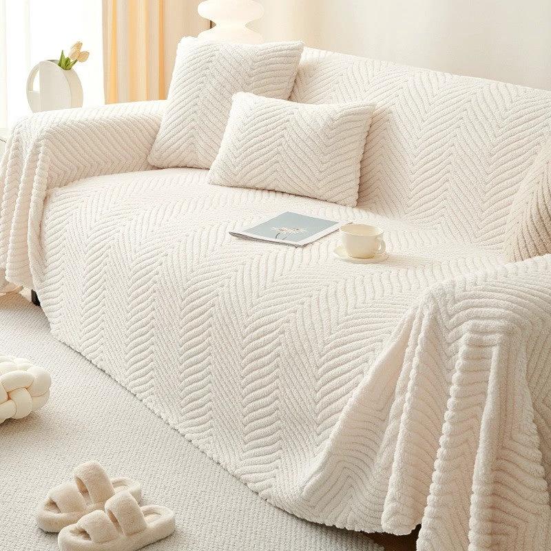 Chenille Plush Sofa Cover by Casa & Beyond