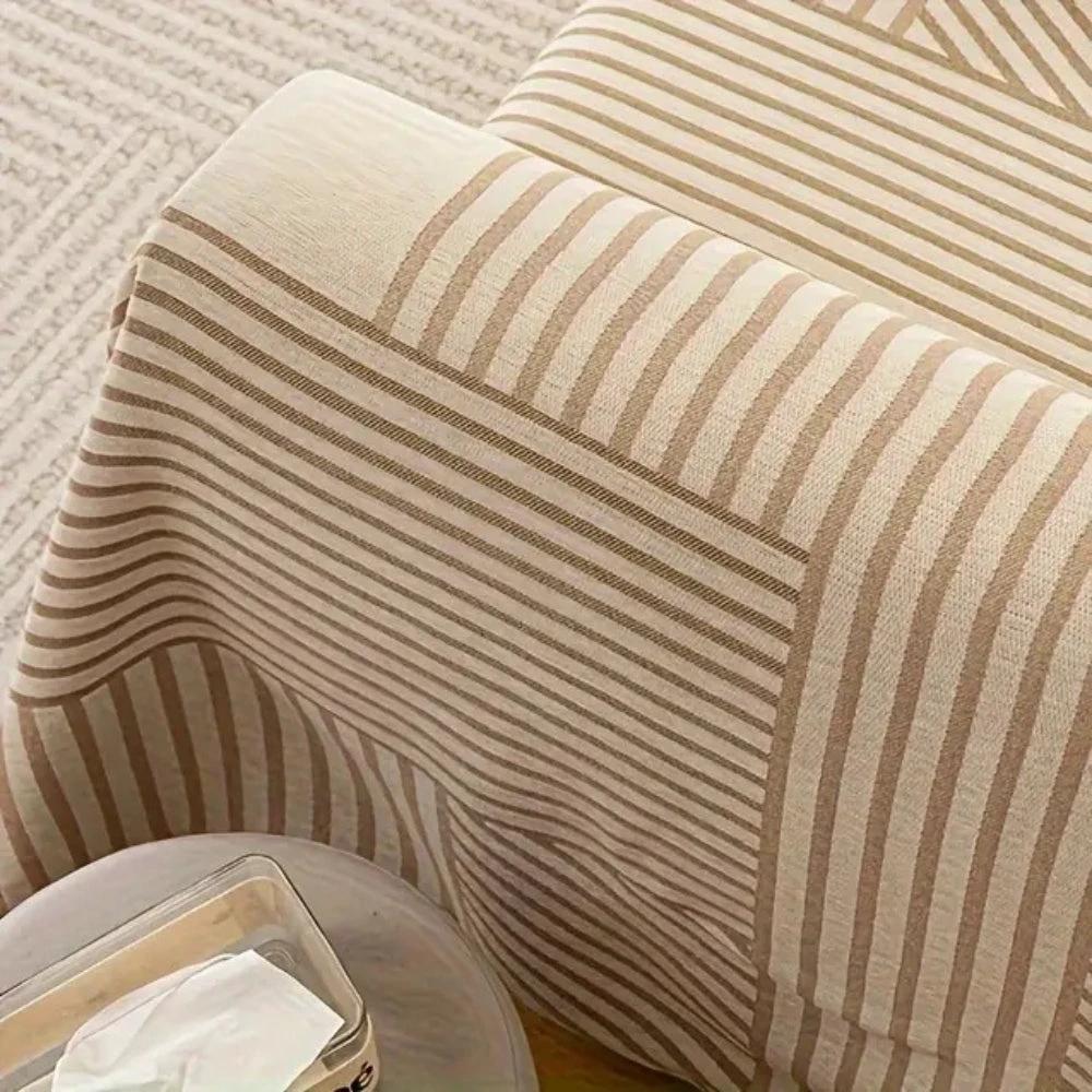 Chenille Striped Tassel Sofa Cover by Casa & Beyond
