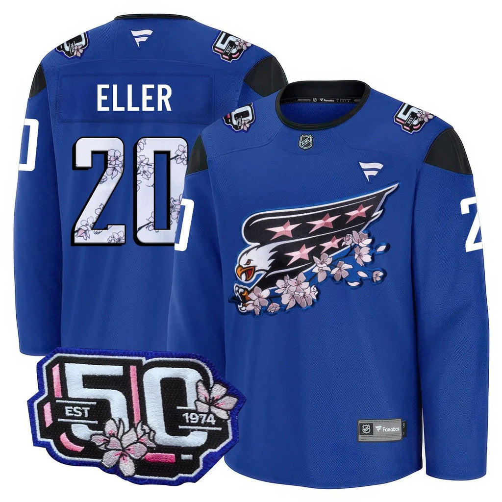 Men Washington Capitals 50th Anniversary Premium Jersey - All Stitched by Washington Capitals