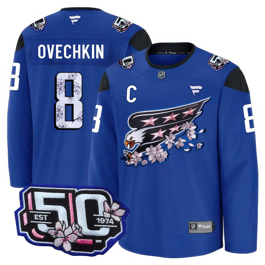 Men Washington Capitals 50th Anniversary Premium Jersey - All Stitched by Washington Capitals