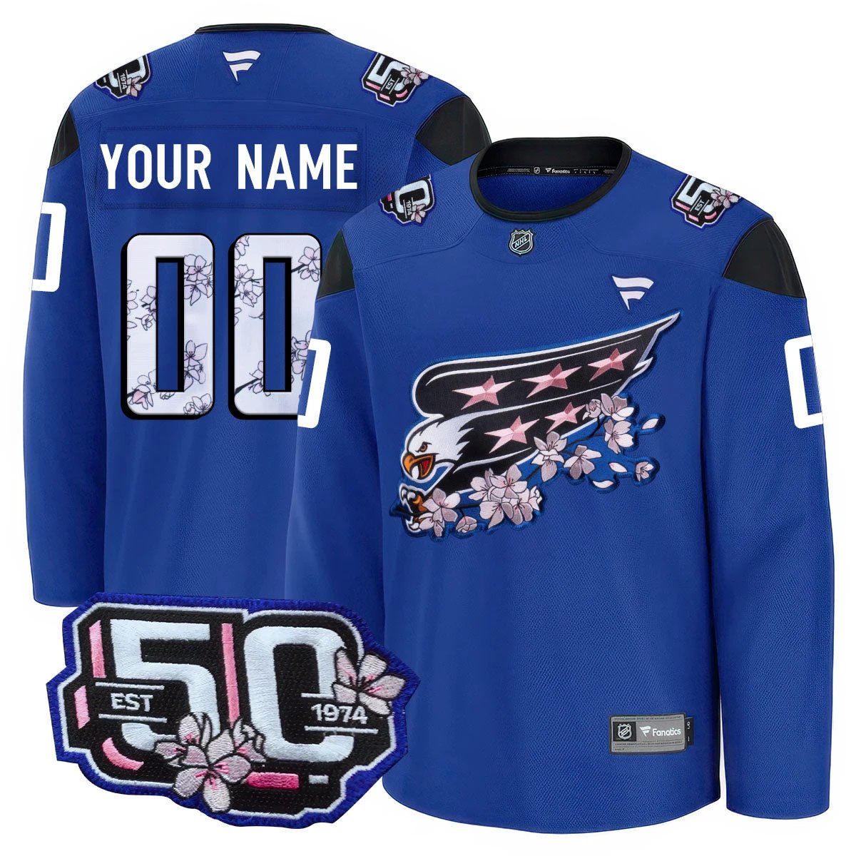 Men Washington Capitals 50th Anniversary Premium Custom Jersey - All Stitched by Washington Capitals