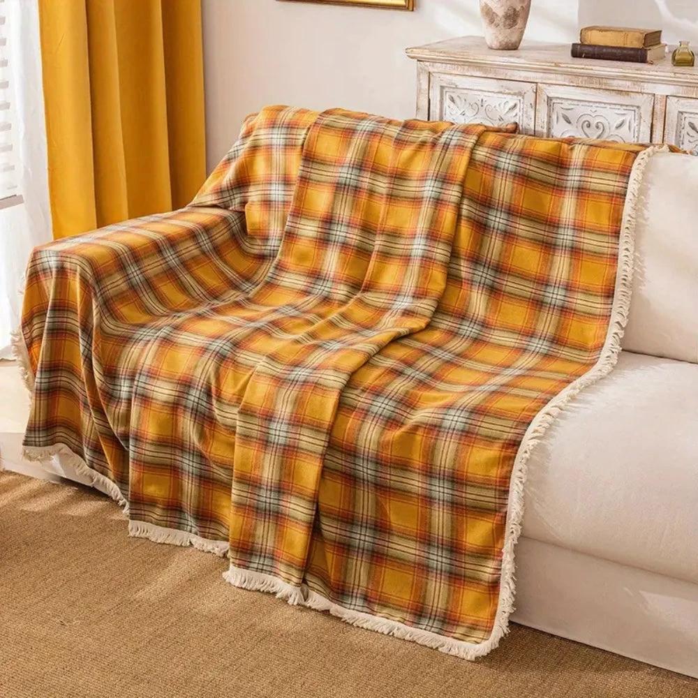 Autumn Chestnut Plaid Sofa Cover by Casa & Beyond