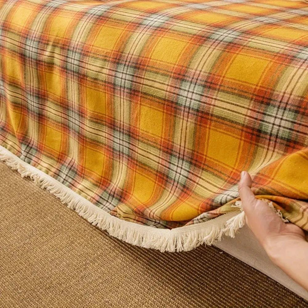 Autumn Chestnut Plaid Sofa Cover by Casa & Beyond
