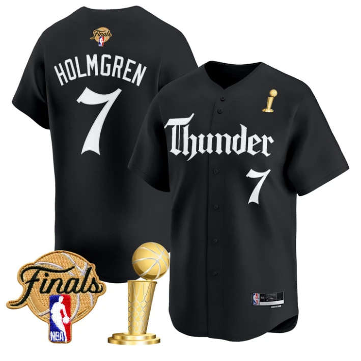 Chet Holmgren Jersey #7 Oklahoma City Thunder Gothic Storm 2025 Champions Black by My Store