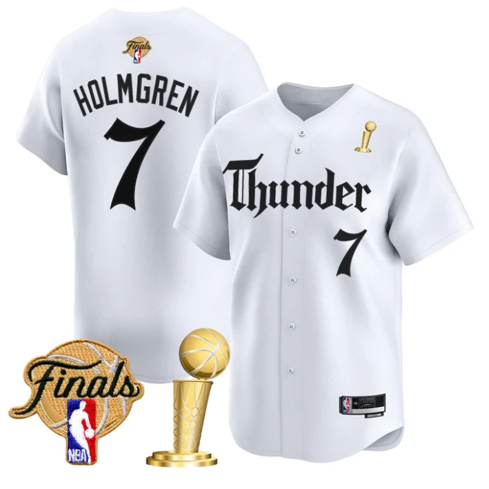 Chet Holmgren Jersey #7 Oklahoma City Thunder Gothic Storm 2025 Champions White by My Store