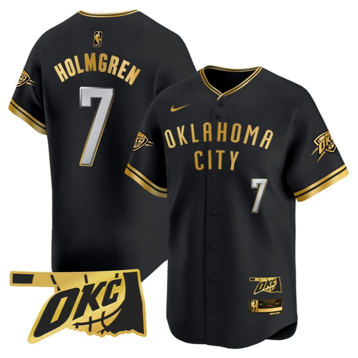 Chet Holmgren Jersey #7 Oklahoma City Thunder Vapor Baseball Stitched Black Gold by My Store