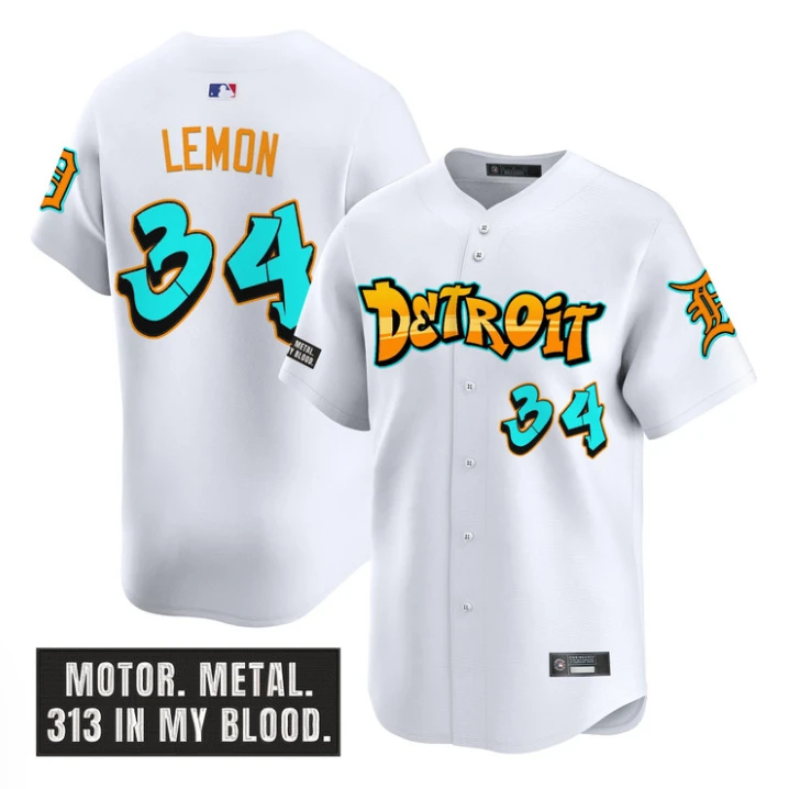 Chet Lemon Jersey #34 Detroit Tigers Graffiti Motor City Edition Stitched White by My Store