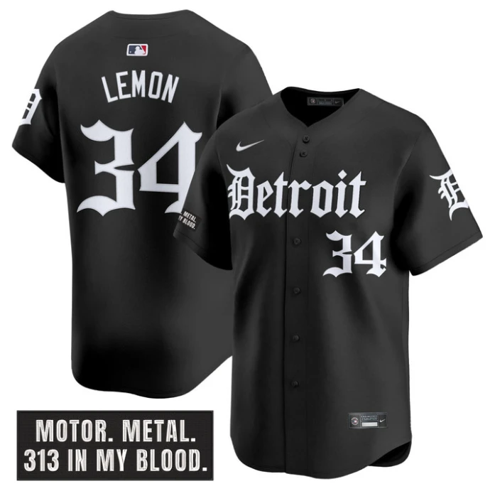 Chet Lemon Jersey #34 Detroit Tigers Motor Gothic Edition Vapor Limited Stitched Black by My Store