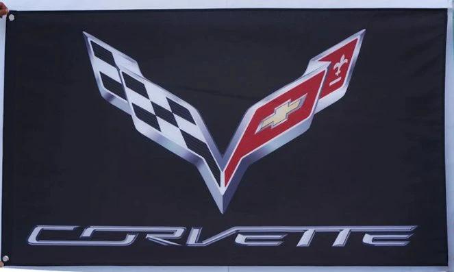 Chevrolet Corvette Black Flag 3X5 Ft Polyester Banner USA 90x150cm by flagsjustdoit