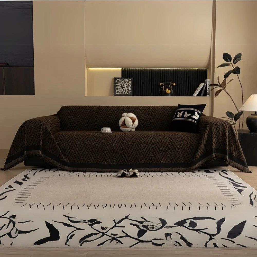 Chevron Herringbone Tassel Sofa Cover by Casa & Beyond