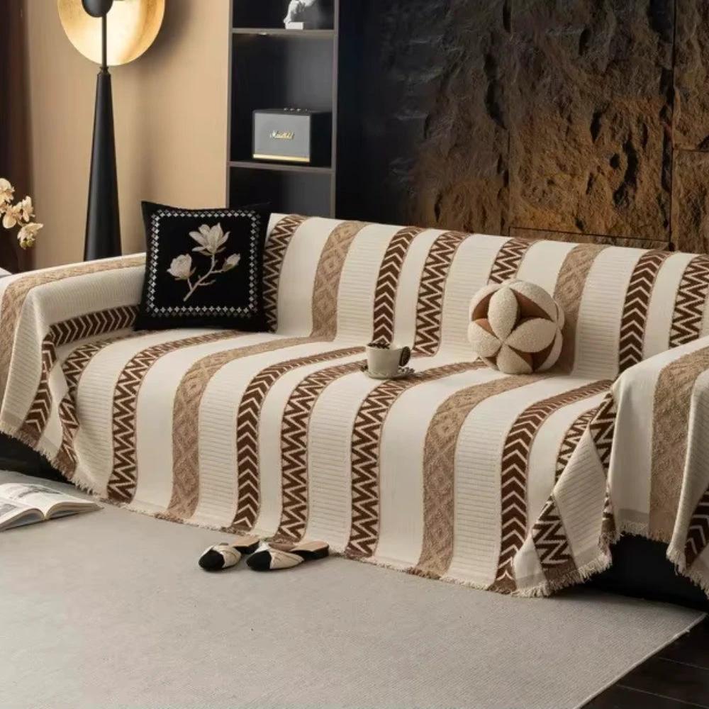Chevron Pattern Chenille Sofa Cover by Casa & Beyond
