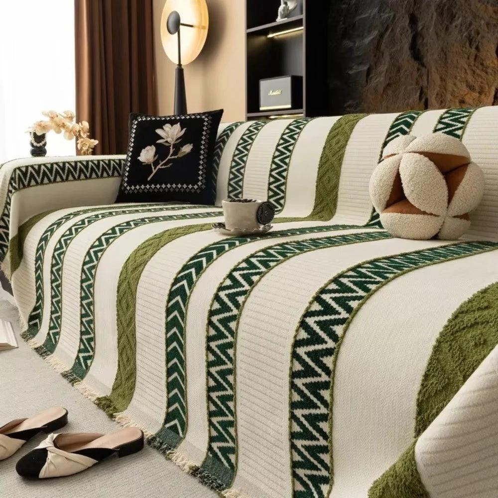 Chevron Pattern Chenille Sofa Cover by Casa & Beyond