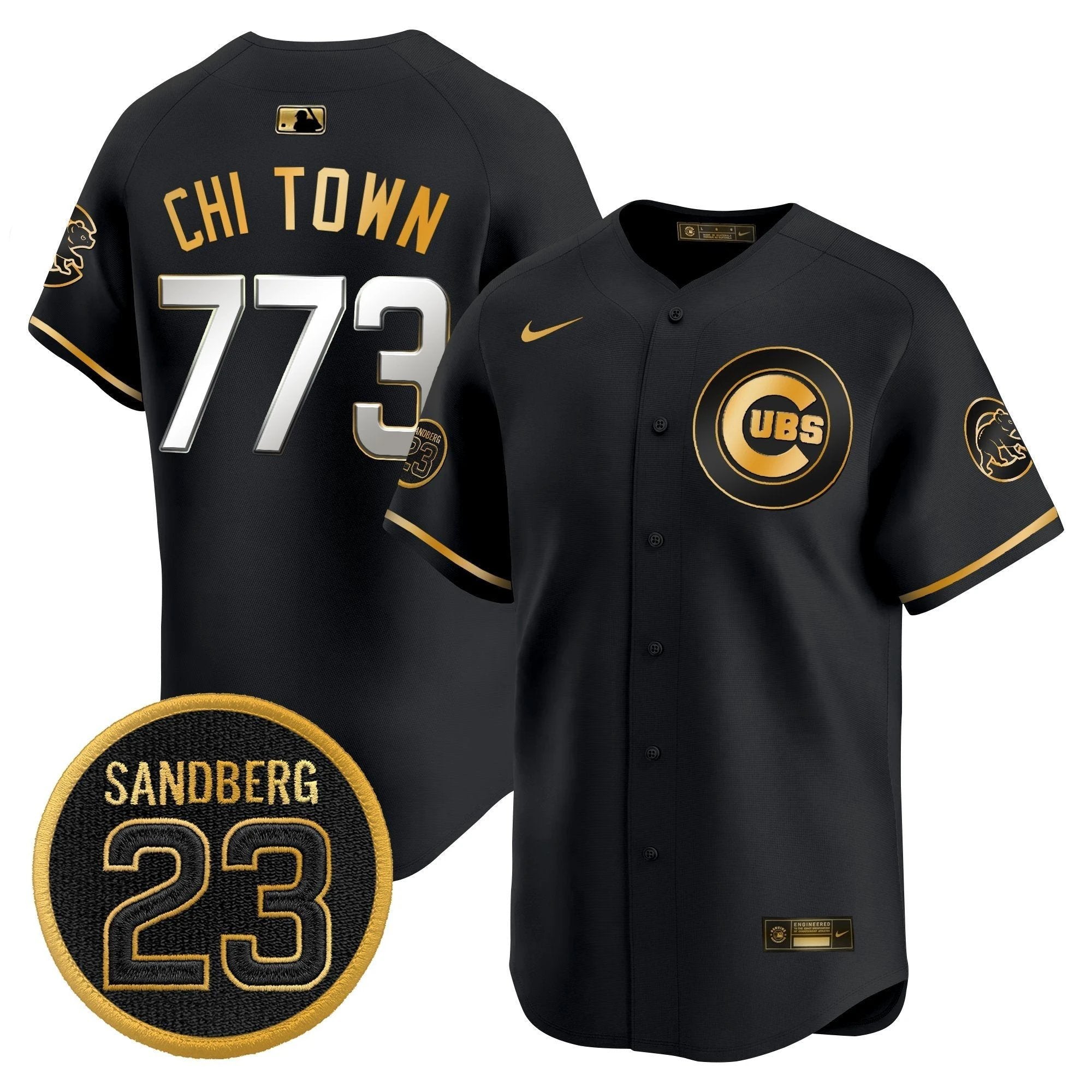 Chi Town Jersey #773 Chicago Cubs Ryne Sandberg Tribute Stitched Black Gold by My Store