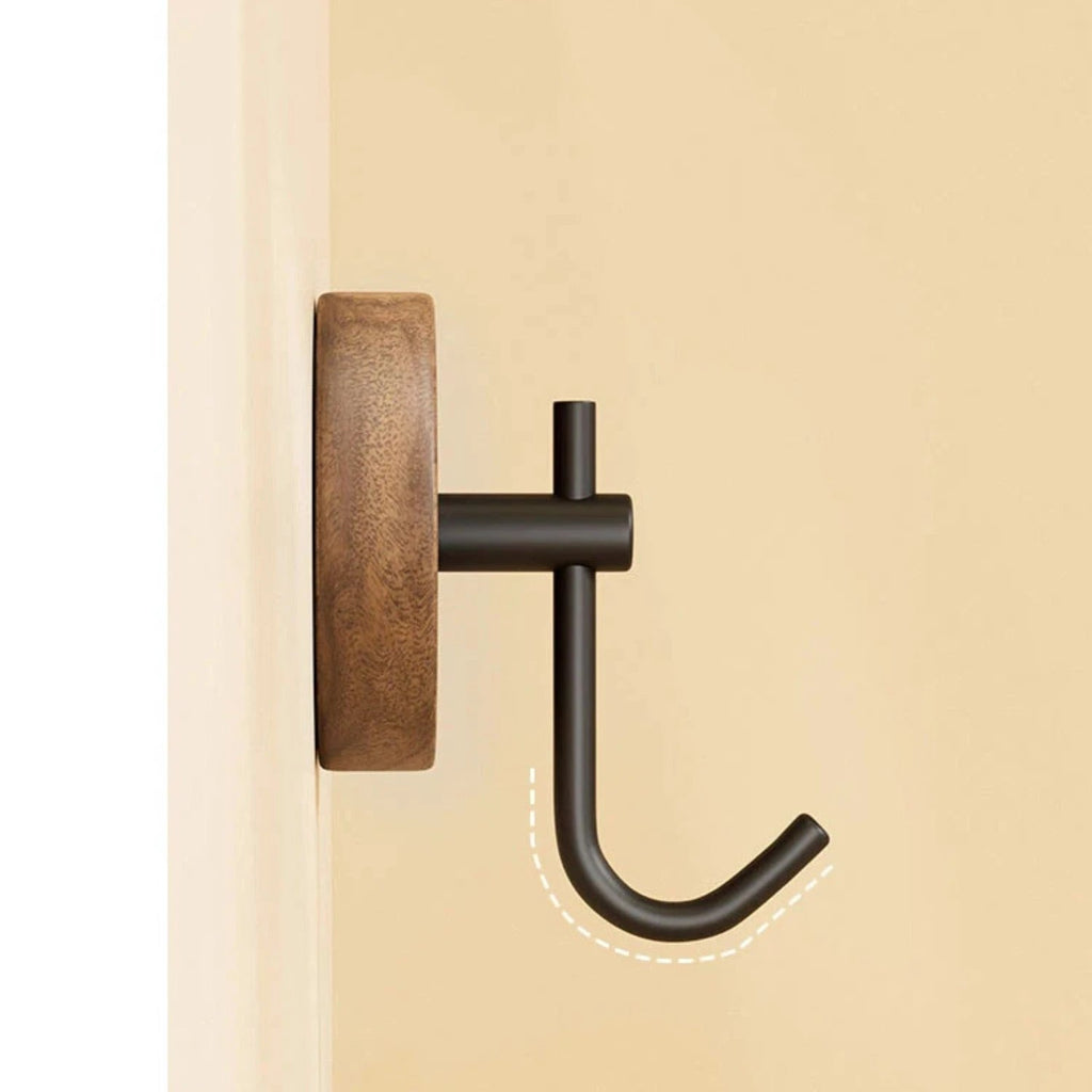 Chic Round Self-Adhesive Timber Wall Hook Piece by Casa & Beyond