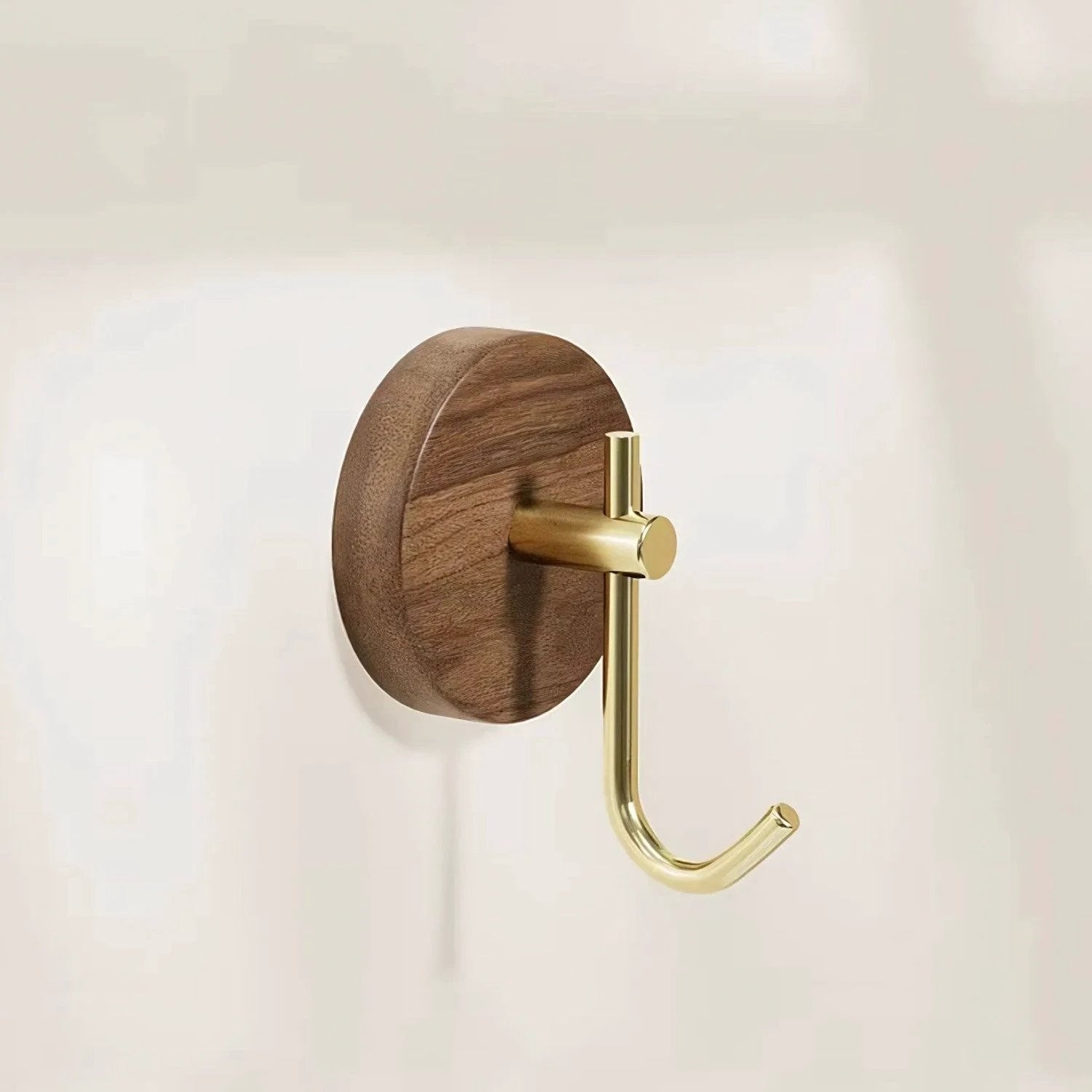 Chic Round Self-Adhesive Timber Wall Hook Piece by Casa & Beyond