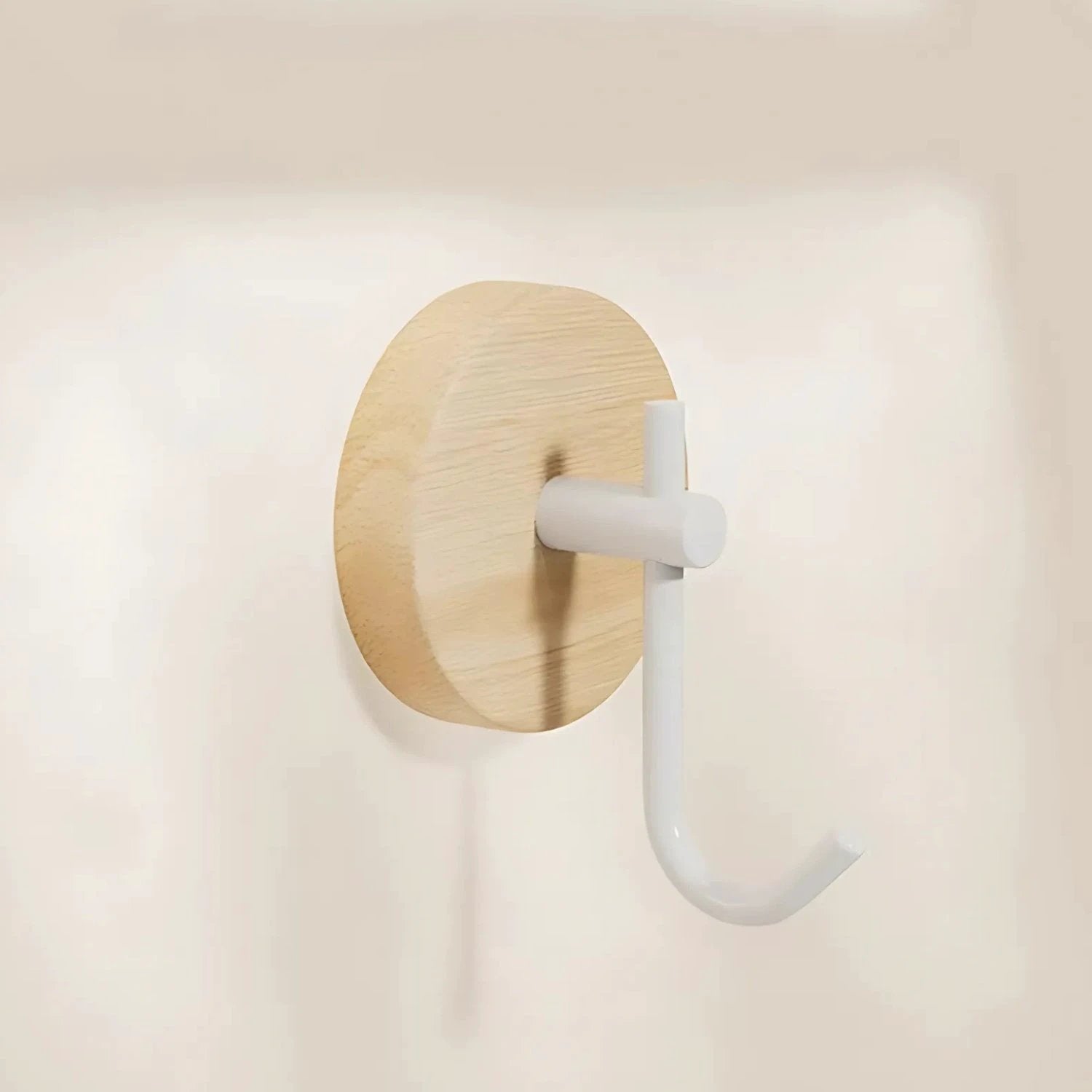 Chic Round Self-Adhesive Timber Wall Hook Piece by Casa & Beyond