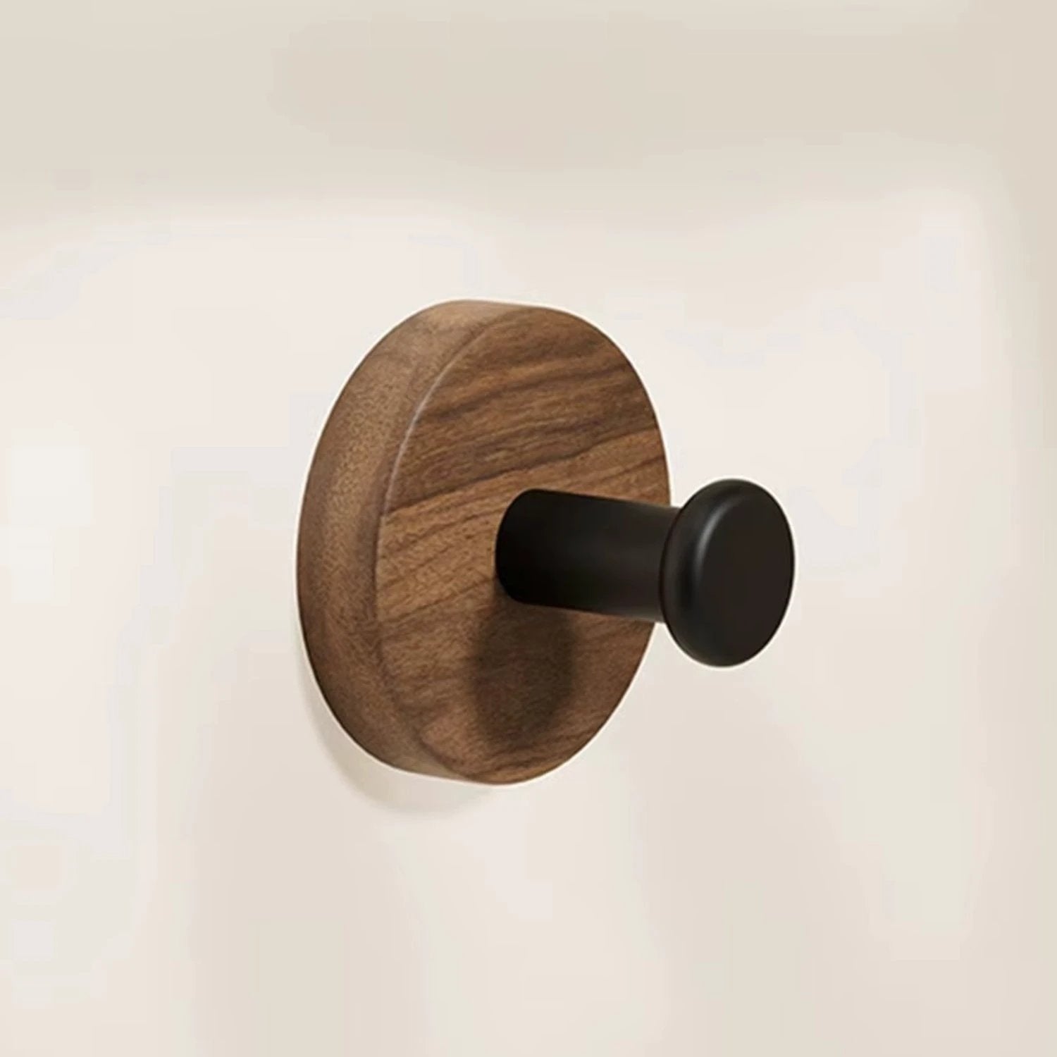Chic Round Self-Adhesive Timber Wall Hook Piece by Casa & Beyond