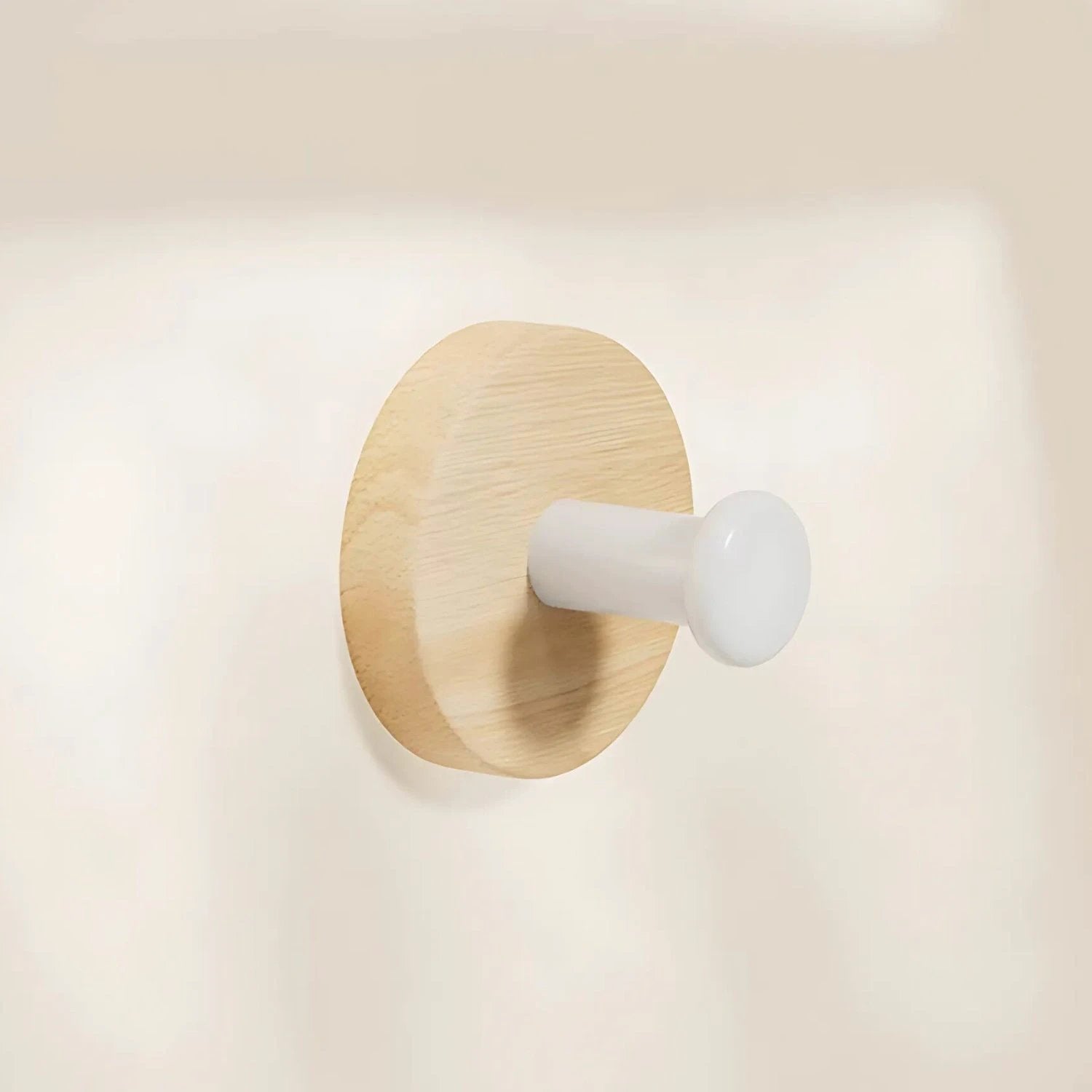 Chic Round Self-Adhesive Timber Wall Hook Piece by Casa & Beyond