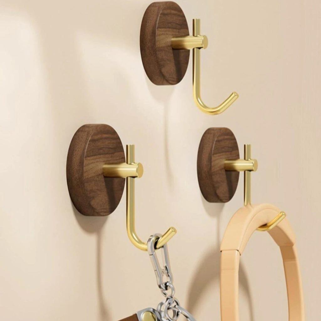 Chic Round Self-Adhesive Timber Wall Hook Piece by Casa & Beyond