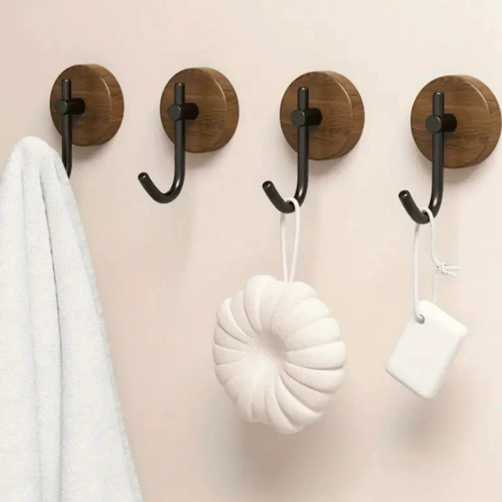 Chic Round Self-Adhesive Timber Wall Hook Piece by Casa & Beyond