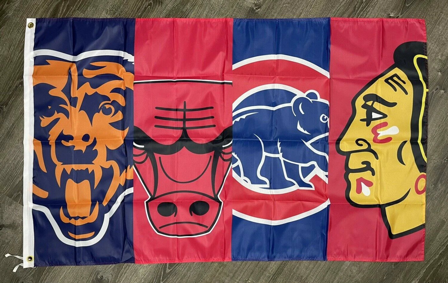 Chicago Bears Cubs Blackhawks Bulls Flag 3x5 ft Sports Black Banner Man-Cave New by flagsjustdoit
