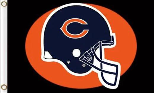 Chicago Bears Helmet Black Orange Flag 3X5 Ft Polyester Banner USA 90x150cm by flagsjustdoit