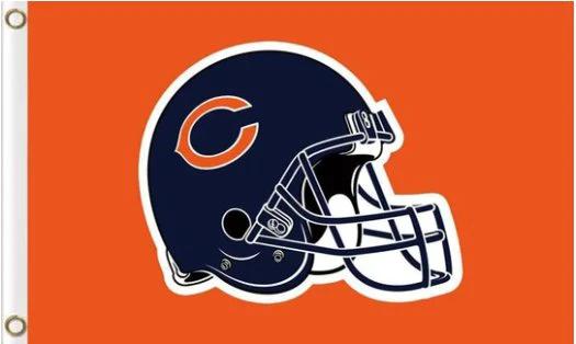 Chicago Bears Helmet Orange Flag 3X5 Ft Polyester Banner USA 90x150cm by flagsjustdoit