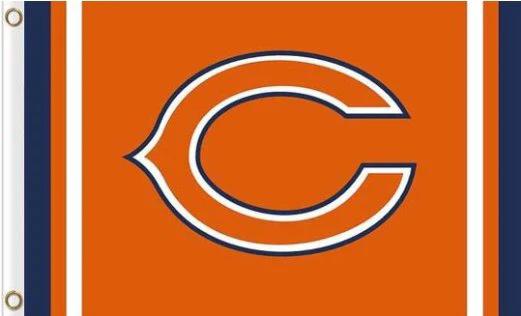 Chicago Bears Logo Two Strip Team Flag 3X5 Ft Polyester Banner USA 90x150cm by flagsjustdoit