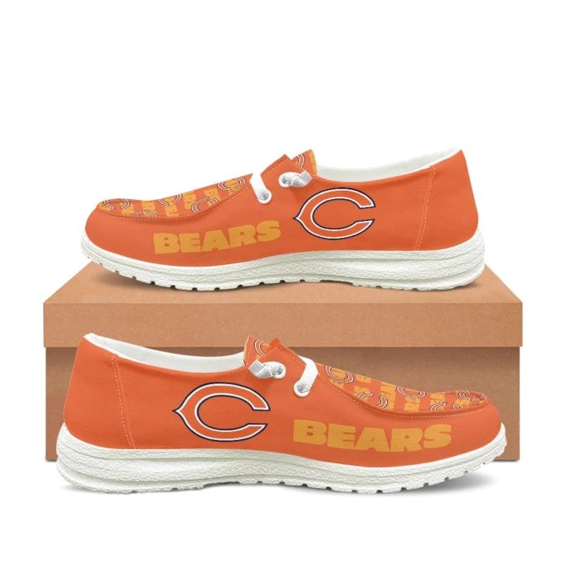 Chicago Bears OrangeTeam Name Logo Canvas Sneaker Shoes For Men Women Fans by Crocs