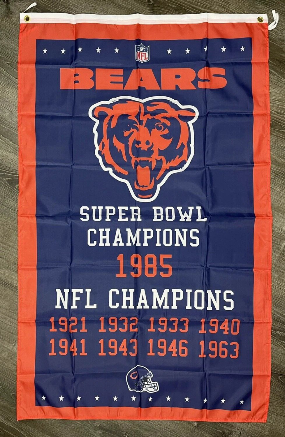 Chicago Bears Super Bowl Championship Flag 3x5 Vertical Banner Man-Cave by flagsjustdoit